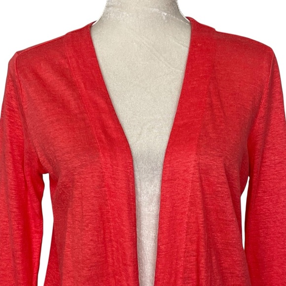 J. Jill Love Linen Coral Pink Open Front Linen Cardigan Women’s Size XS Petite - Picture 2 of 8